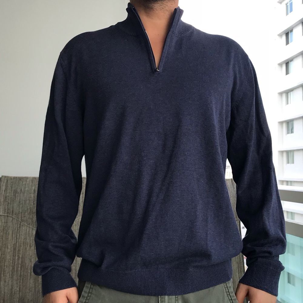 -SOLD-NEW Men’s 1/4 Zip Up Blue Sweater Size L